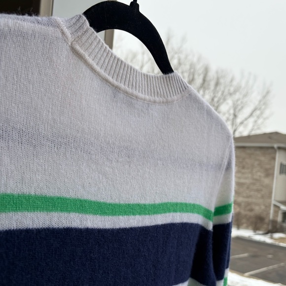 🆕 Alashan 💯 Cashmere Pickleball Sweater White Striped Sport Knit Luxury Size M - Picture 10 of 13
